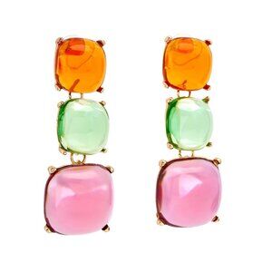 Kenneth Jay Lane, Pastel Stones Drop Pierced Earrings